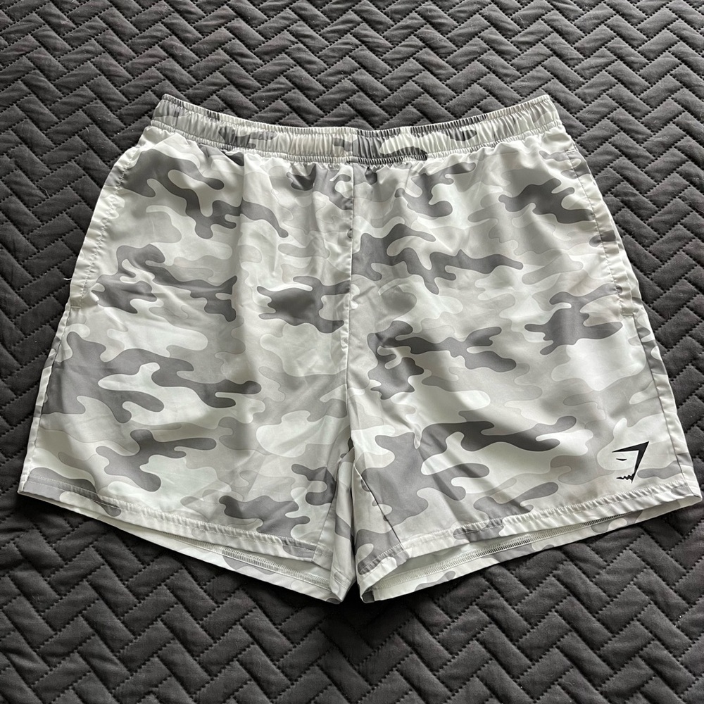 Gymshark Light Gray Camouflage Shorts